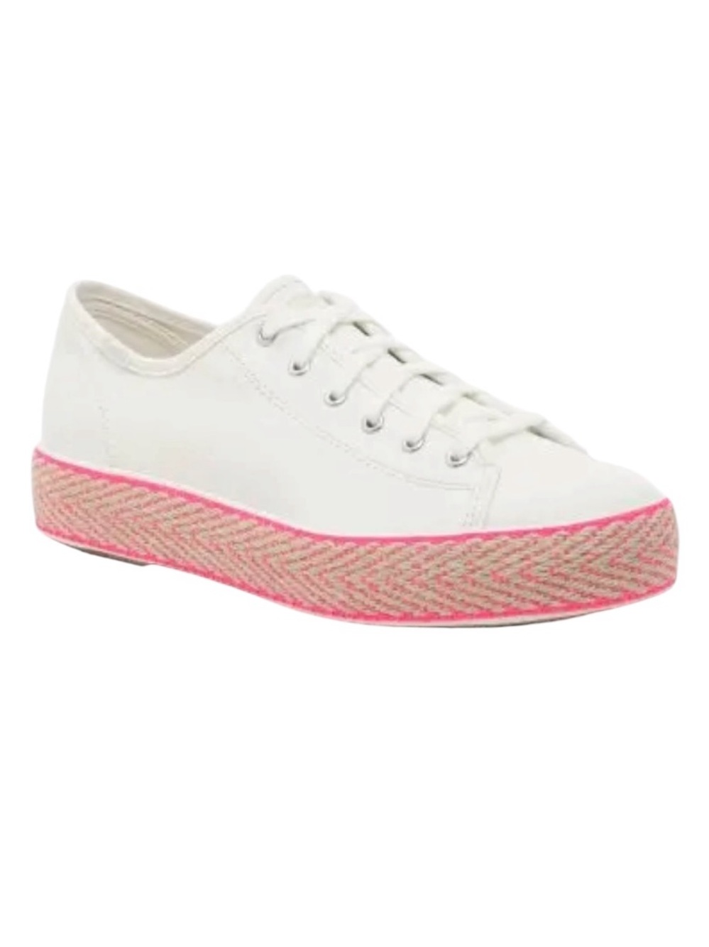 Keds triple kick jute white canvas and pink tan jute lace up platform sneakers